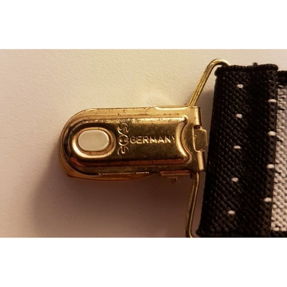 CAS Germany Men's Elastic Suspenders Dots Black Elastics Clips Holders - Picture 4 of 7